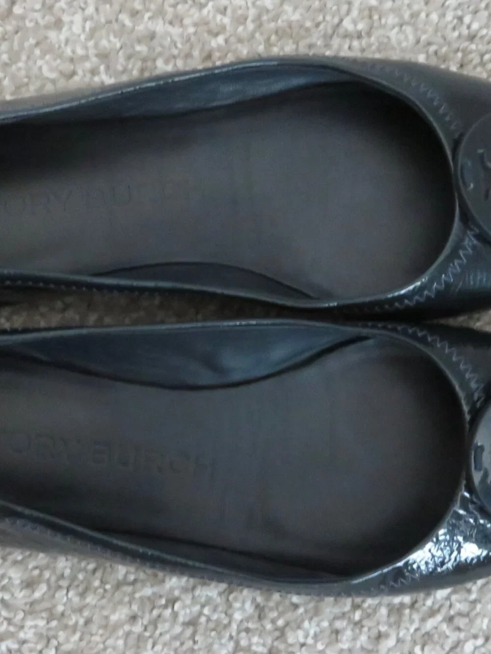 Tory Burch Navy Patent Leather Travel Ballet Flats - 7.5 M
